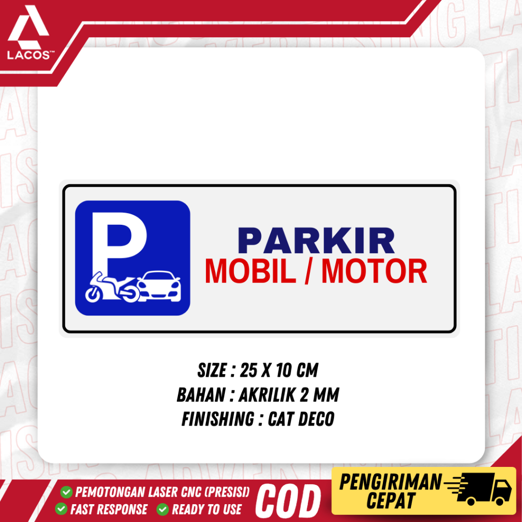 

AKRILIK SIGN PARKIR MOBIL MOTOR SATPAM/ PAPAN TANDA PARKIR