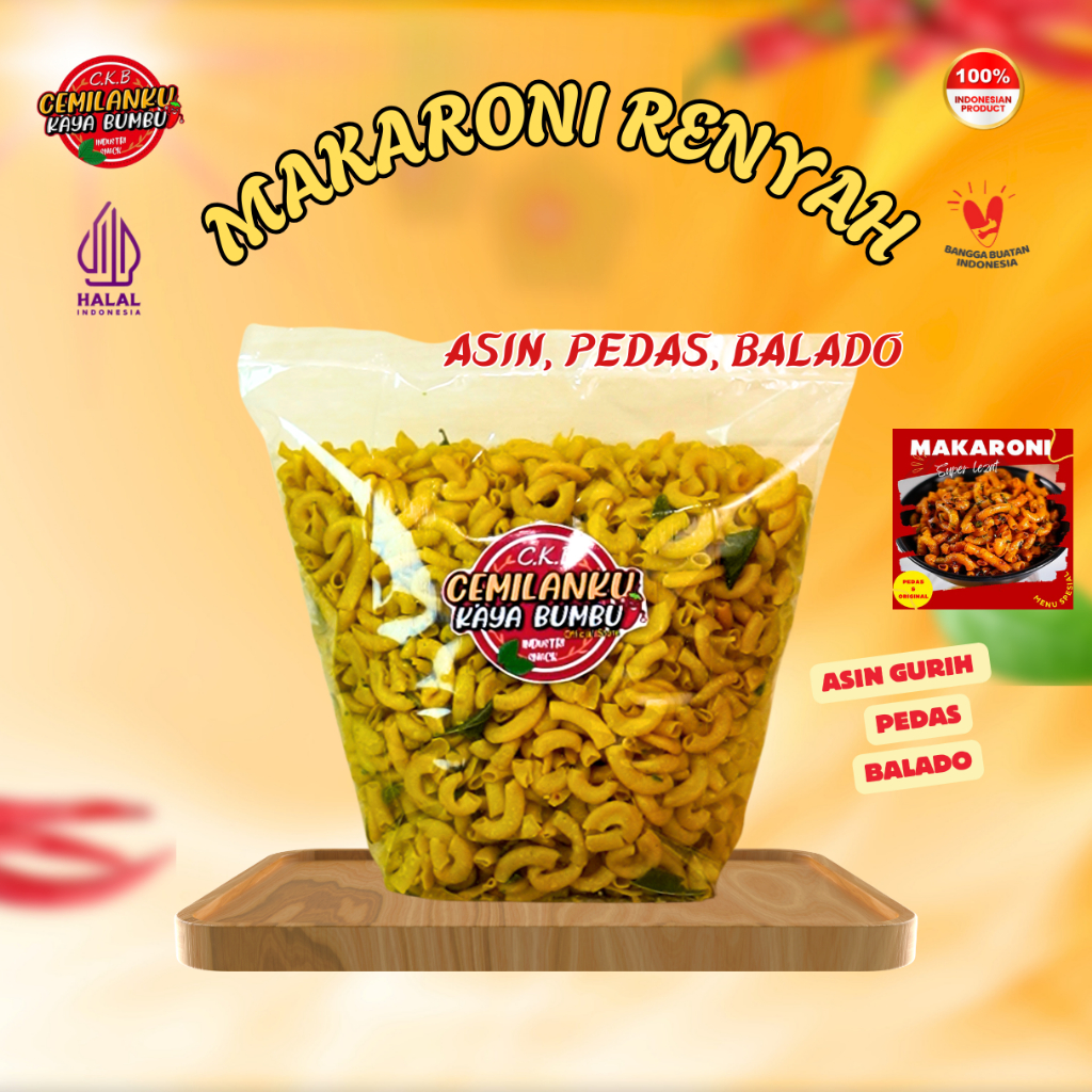 

Cemilanku - Makaroni Renyah Daun Jeruk (Pedas, Ori, Balado)