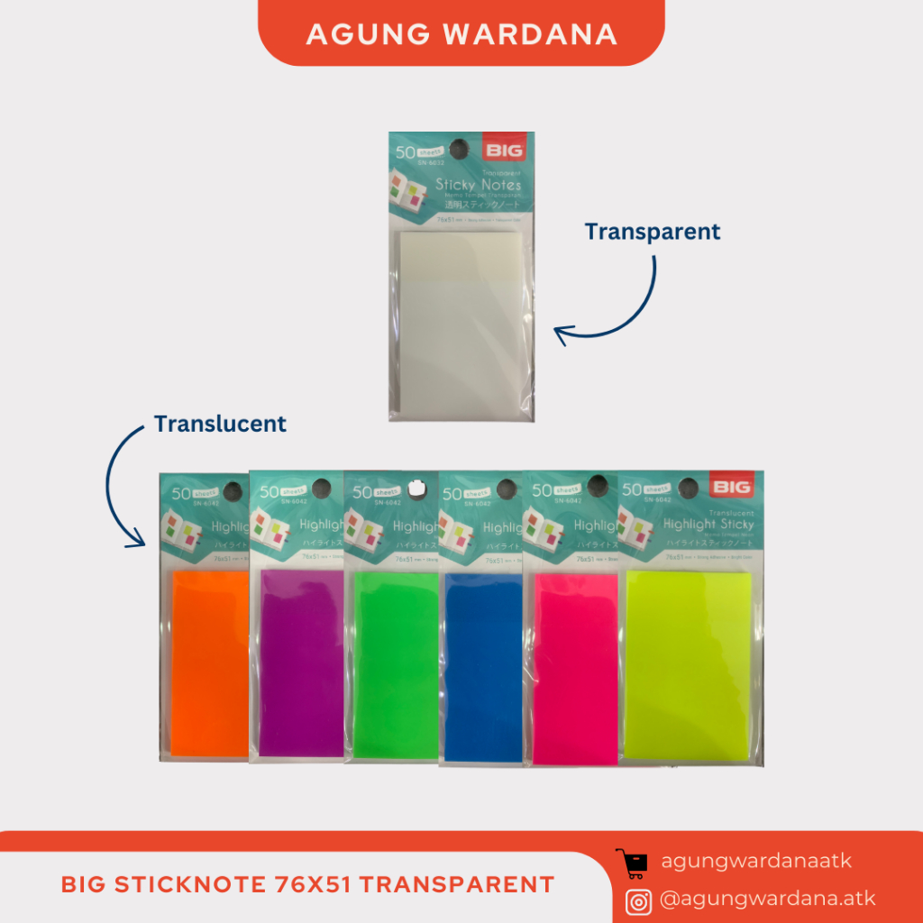 

BIG STICKY NOTE 76X51 TRANSPARENT