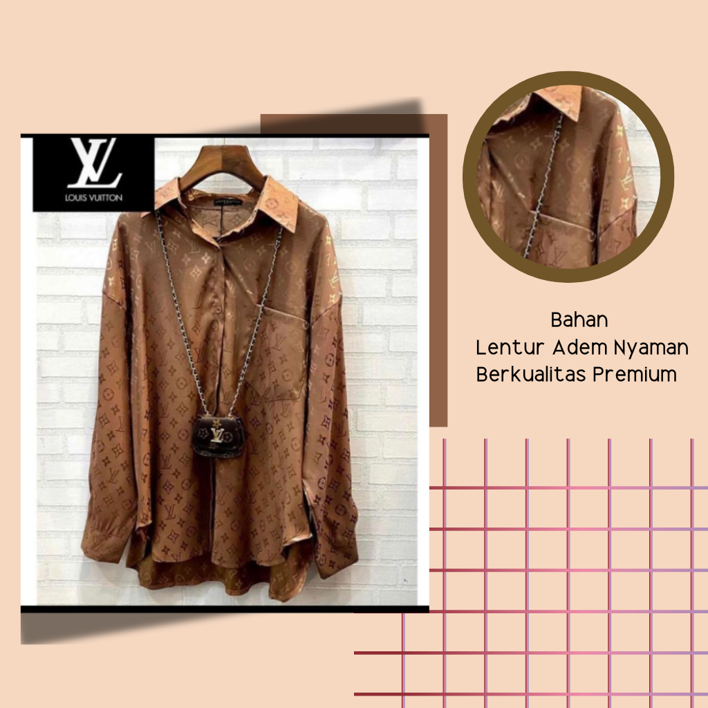 Kemeja + Mini Bag LV - tag & label premium import
