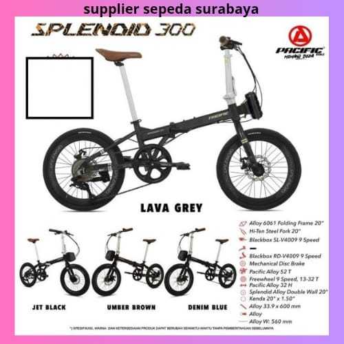 SEPEDA LIPAT PACIFIC SPLENDID 300 VT 16 20 INCH ALLOY 8SPEED MURAH TERBAIK - NEW