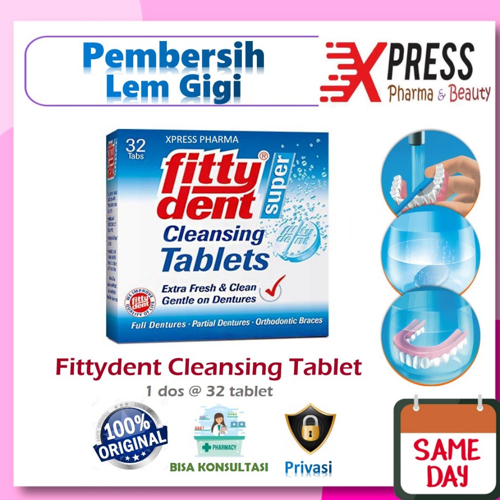 ⚡XPRESS⚡ DOS CLEANSING TABLET Fittydent Pembersih Gigi Palsu Super Cleansing Tablet Freshen Clean Cl