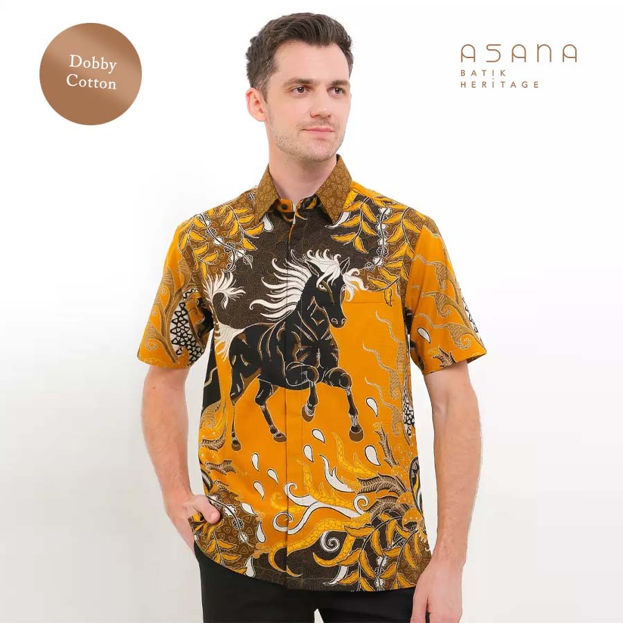 Kemeja Asana Batik Lengan Pendek Pacarejo - Kuning