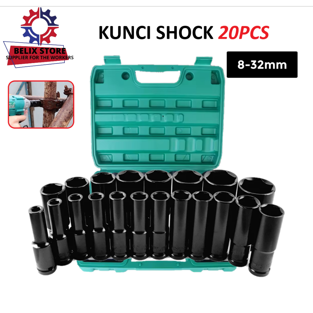 Mata Shock Untuk Mesin Bor Impact Isi 20 pcs Set Box Socket Wrench Impact