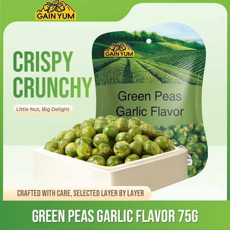 

Gain Yum, Gan Yuan - Kacang Polong Rasa Bawang Putih Green Peas Garlic Flavor 75G [Chinese Version]