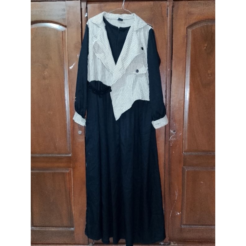DRESS MUSLIMAH / GAMIS MOTIF GUCCI CASUAL CANTIK PRELOVED LIKE NEW