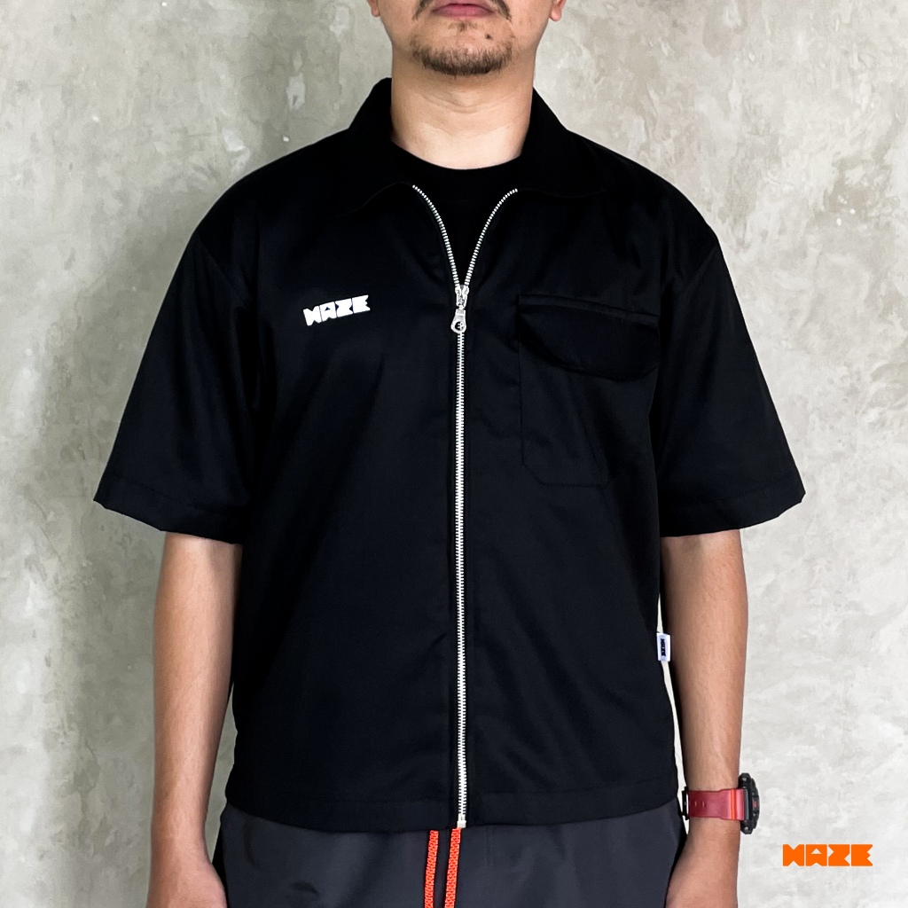 HAZE Workshirt Boxy Fit Black - Letter Haze