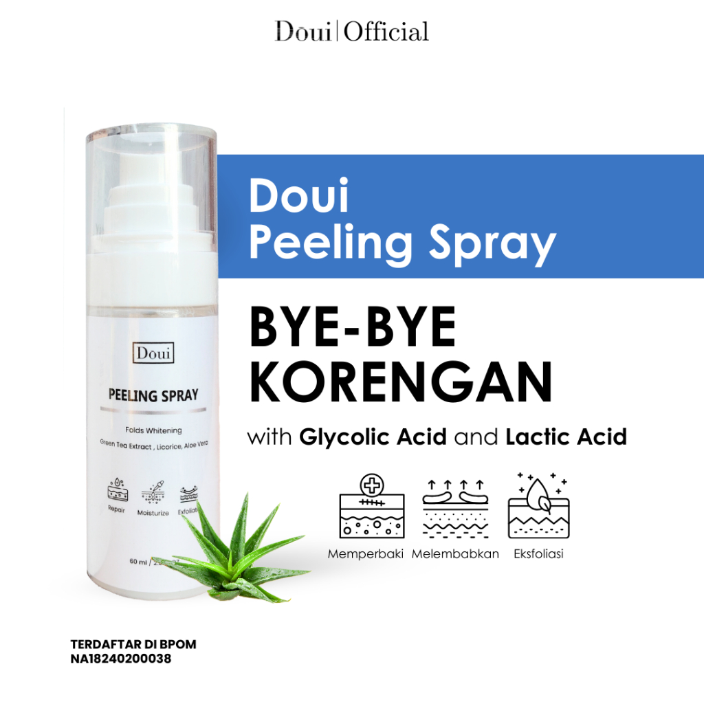 DOUI Peeling Spray Penghilang Koreng bekas luka leher hitam kudis gigitan nyamuk Bekas lama Keloid