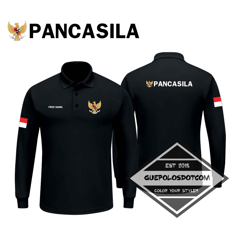 POLOSHIRT GARUDA PANCASILA FREE NAMA - Baju Berkerah Garuda Pancasila Free Nama - POLO KERAH PANCASI