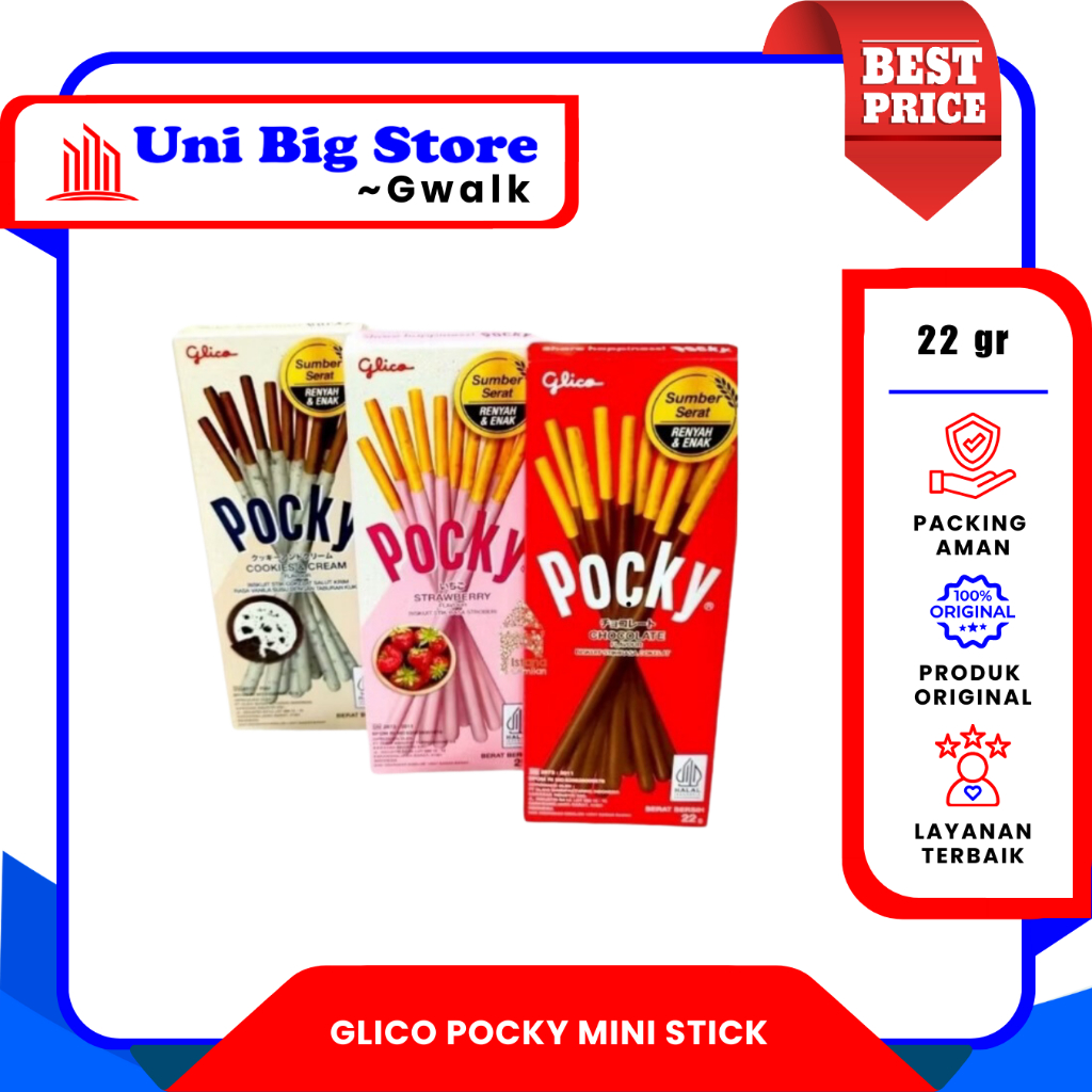 

GLICO POCKY MINI STICK CHOCOLATE - STRAWBERRY - COOKIE CREAM - 22 gr