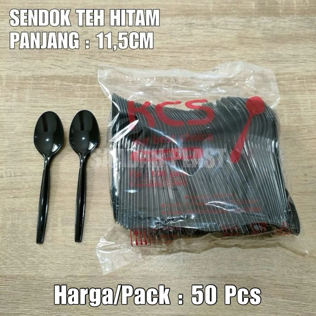 (ISI 50) Sendok Teh Hitam / Sendok Plastik STG Puding Ice Cream Kecil