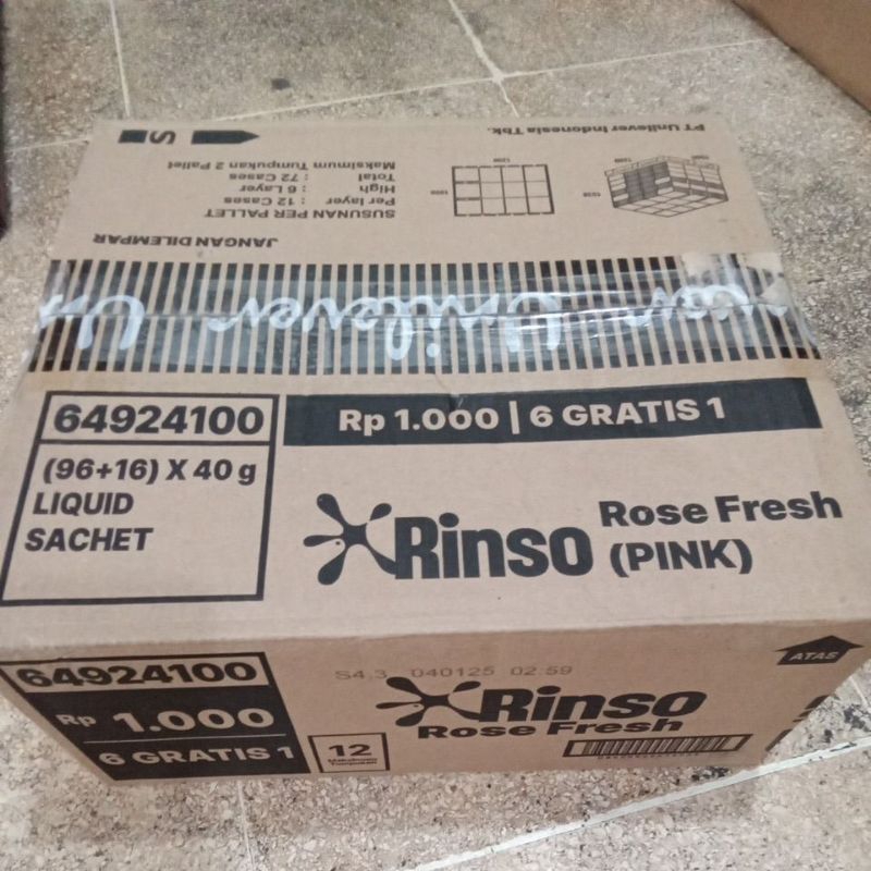 RINSO CAIR SACHET HIJAU 40G DUS /RINSO CAIR SACHET MERAH 40G DUS / RINSO CAIR ECERAN 1000
