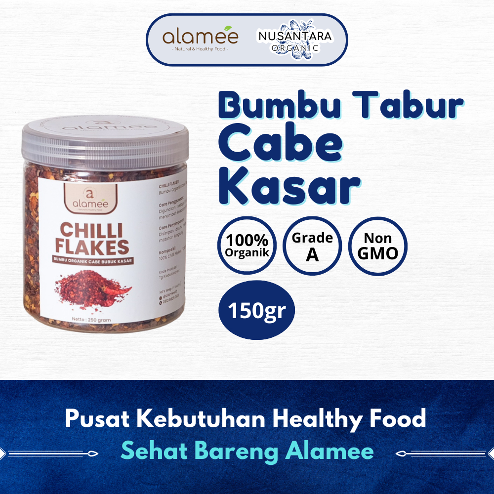 

ALAMEE 150gr Chilli Flakes Cabe Bubuk Kasar Cabai Bumbu Dapur Instan Organik Asli Tanpa Campuran