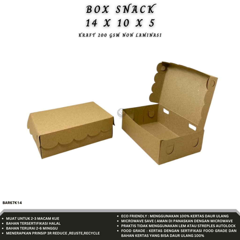 Dus Snack 10X14 Bahan 200 Gsm Snack Box 14x10 (BAR67K14-14X10X5)