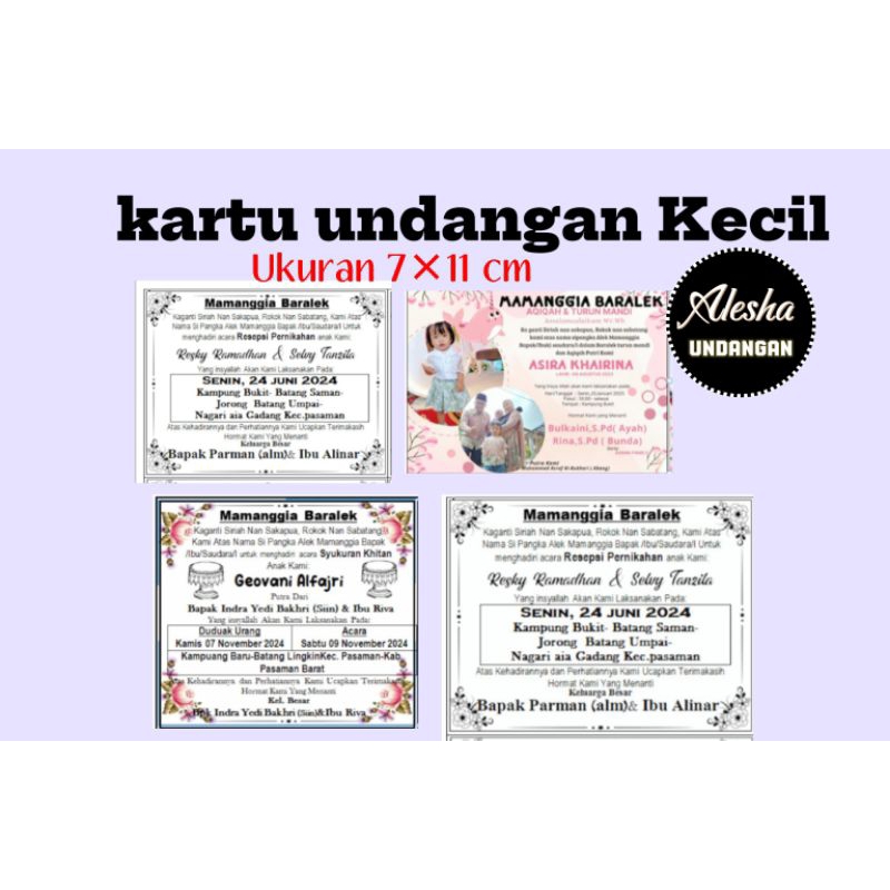 UNDANGAN KECIL|KARTU UNDANGAN MINI|KARTU PUNJUNGAN|UNDANGAN KOPI