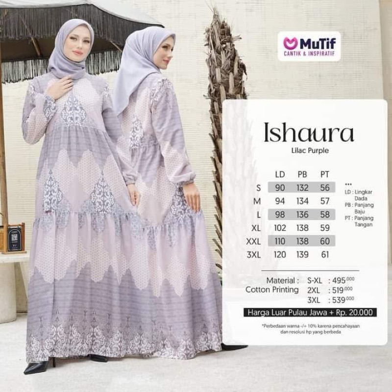 Gamis Couple MUTIF Ishaura Lilac purple