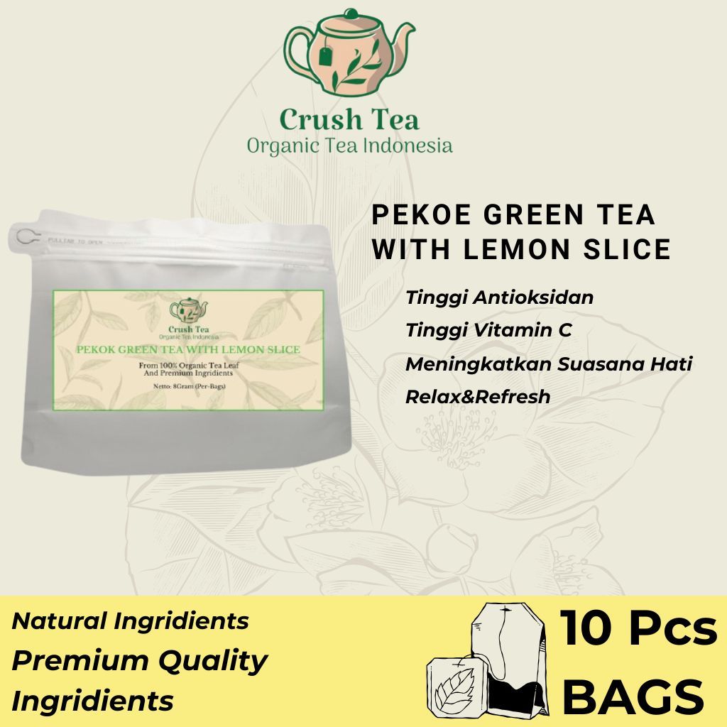 

ORGANIC PEKOE GREEN TEA WITH LEMON TEA BAGS