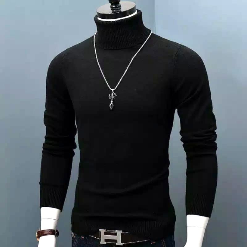 TURTLENECK PRIA RIB LENGAN PANJANG - KAOS KERAH TINGGI PRIA