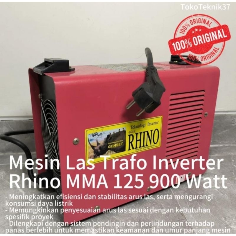 Black Rhino MMA 125 Mesin Las Trafo Inverter 900 watt 125,A Original
