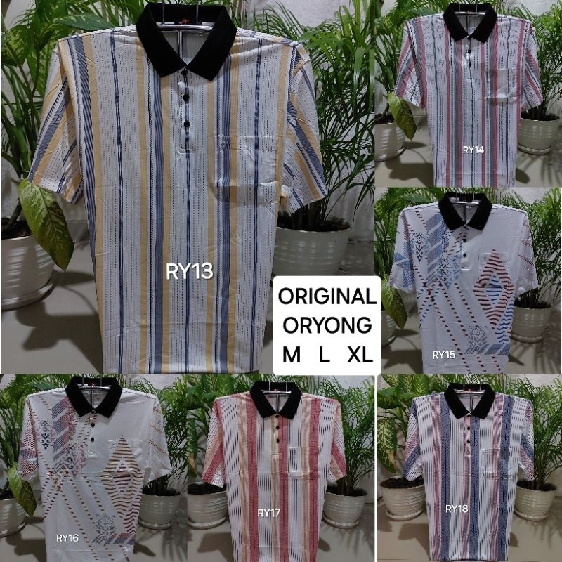 KAOS BERKERAH PRIA DEWASA ORYONG ORIGINAL SIZE M L XL KODE RY1-RY32