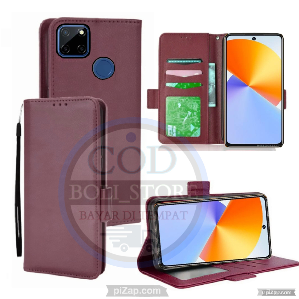 CASE HP REALME C12  FLIP LEATHER CASE PREMIUM-FLIP WALLET CASE KULIT REALME C12 - CASING DOMPET