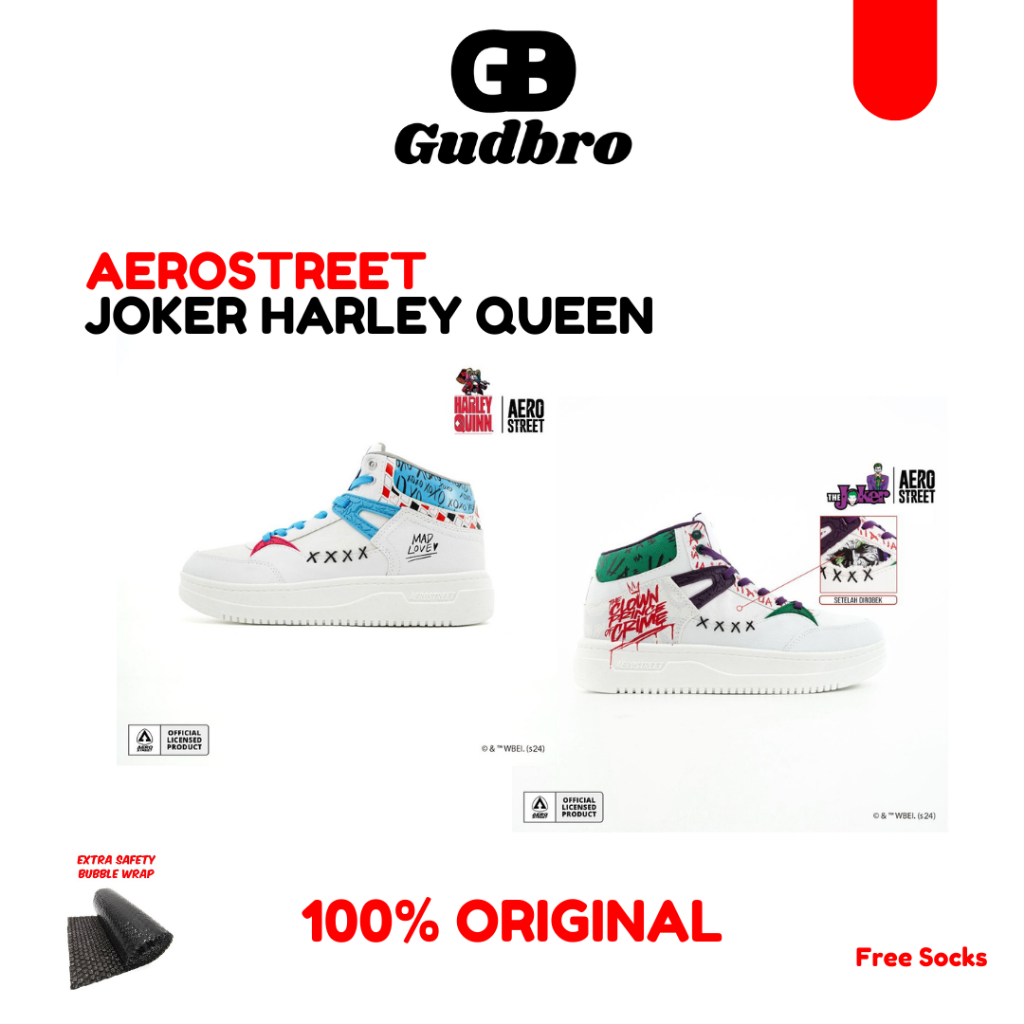 [ORIGINAL] AEROSTREET X THE JOKER HARLEY QUINN - SEPATU SNEAKERS CASUAL PRIA WANITA