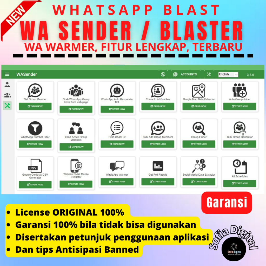 WaSender v3.7 / Blaster Pro (LIFETIME) License Original, Wa Sender, Warmer, Broadcast, Bulk Blast