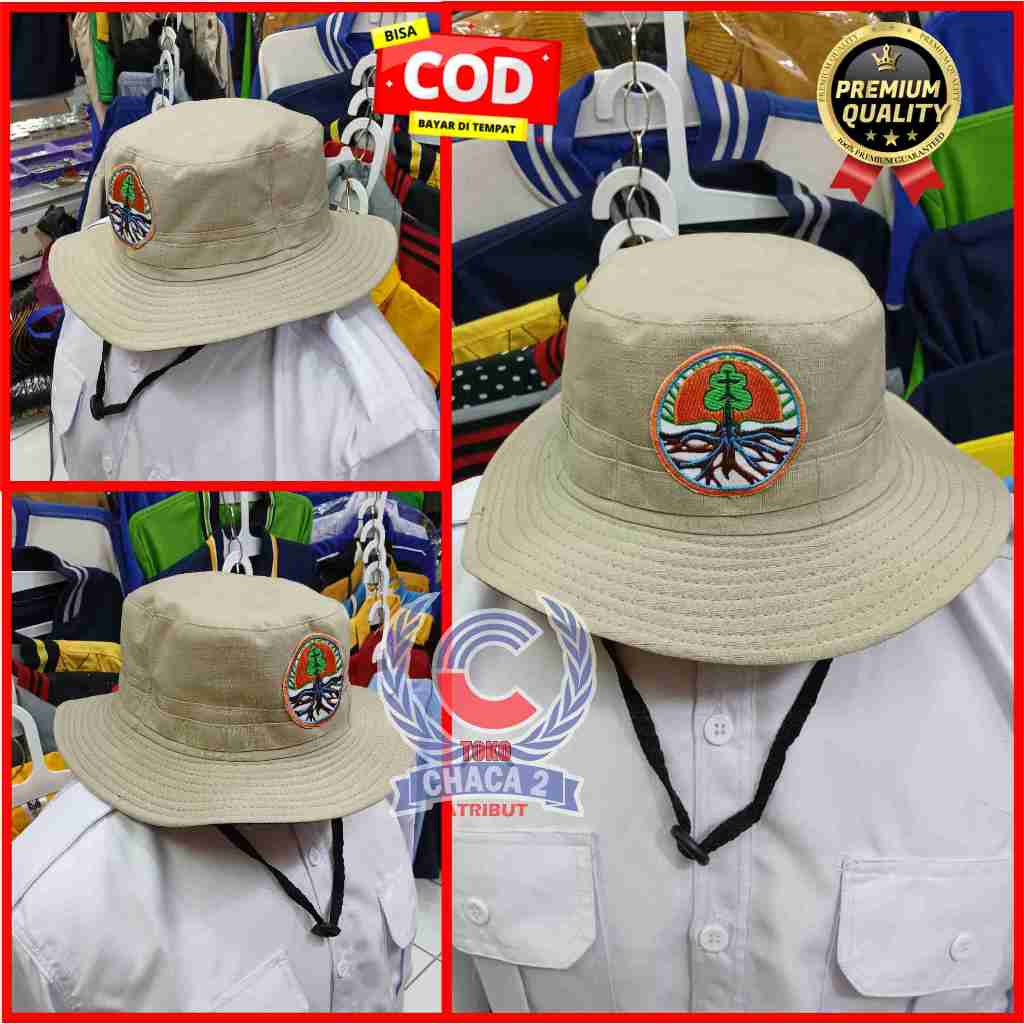 topi kementerian perhutani model lapangan warna krem/topi rimba perhutani/topi kerja kementerian per