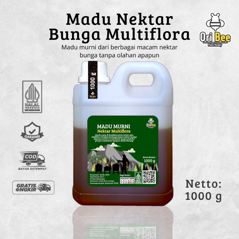 

Madu Asli Hutan Murni Nektar Multiflora 1 kg - Madu Ori Bee Grade A 100% Alami Raw Honey