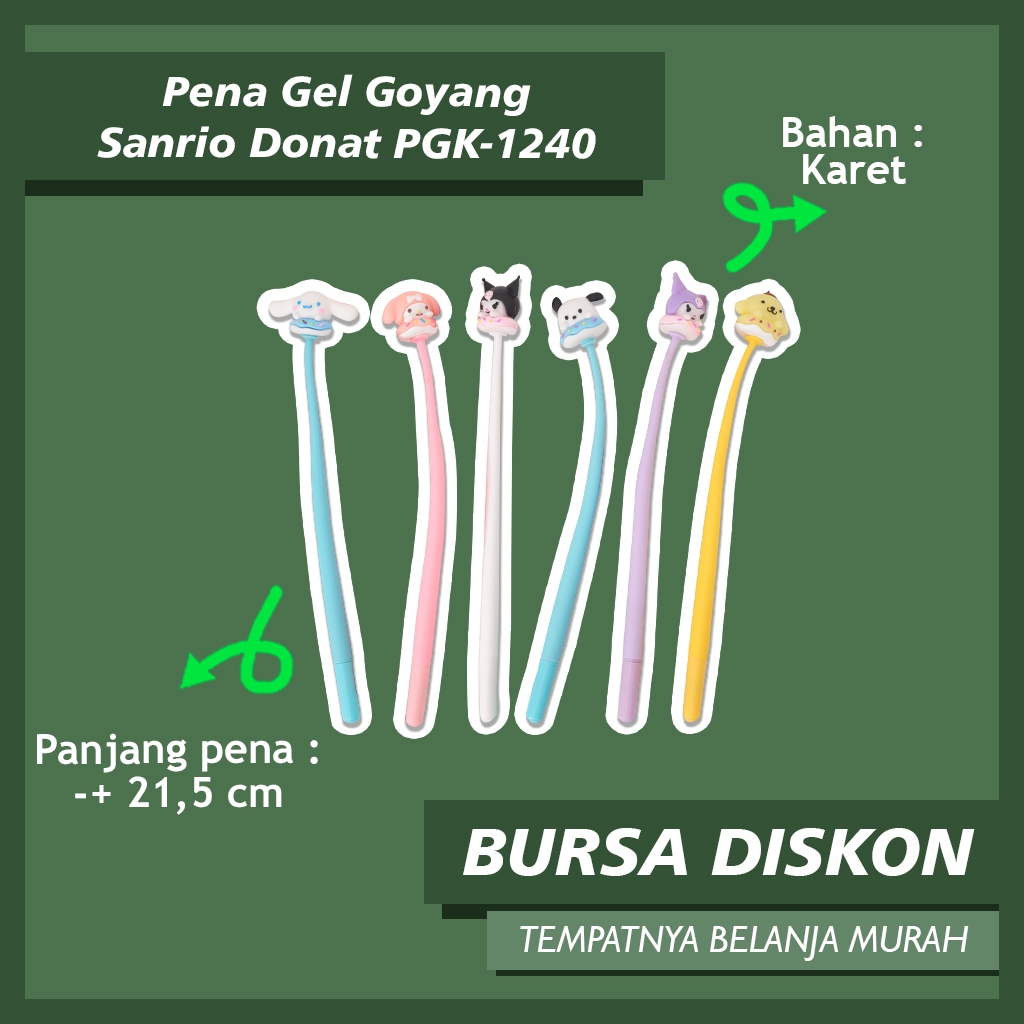 

Pena Gel Goyang Sanrio Donat PGK-1240 Pulpen Lentur Karakter Kuromi My Melody Cinnamorol Elastis