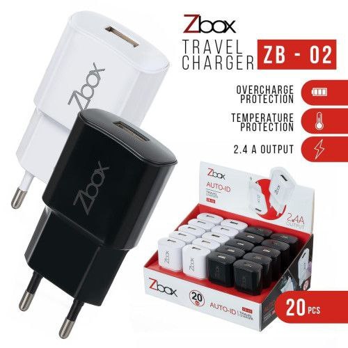 BATOK CHARGER ZBOX ZB-02 | ADAPTOR CHARGER | TRAVEL ADAPTOR | ORIGINAL | TERLARIS