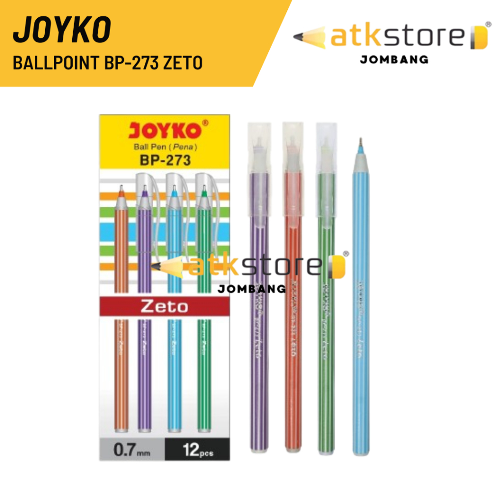 

(PACK) JOYKO Ballpoint BP-273 Zero Hitam/ Ball Pen Pulpen Pena Joyko BP-273 Zeto 1 Box 12 Pcs 0.7 mm