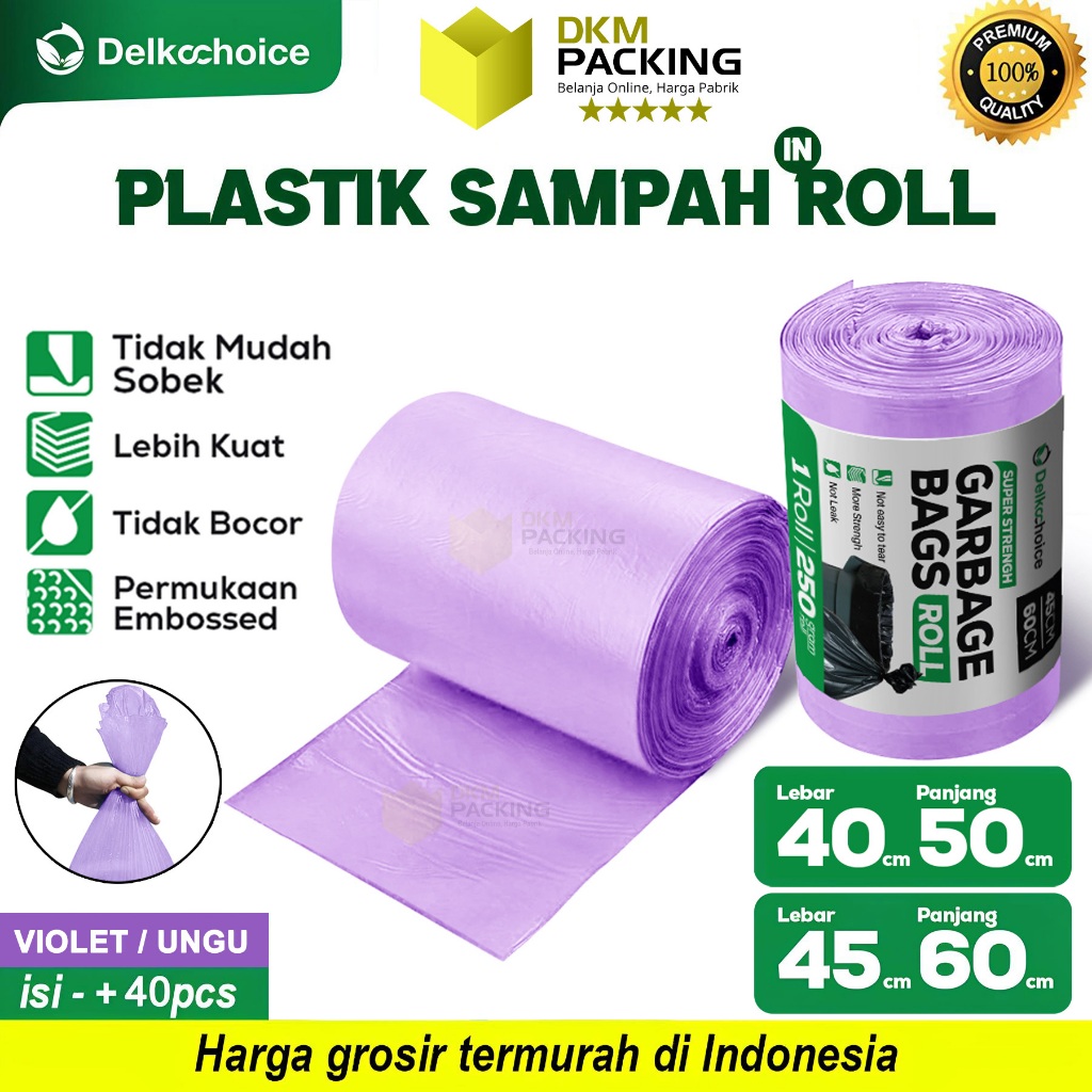 Kantong Plastik Sampah UNGU Violet Lilac Purple Trash Bag Warna Premium Virgin Plastic DELKOCHOICE