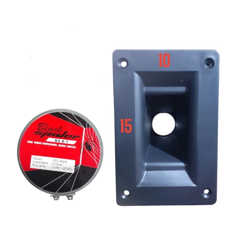 Tweeter Black Spider BS D1 300 Watt Plus Horn PVC Ukuran 10x15 CM