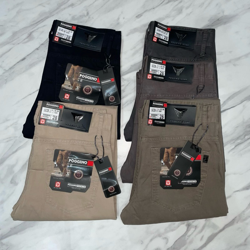 CELANA POGGINO KATUN KANVAS SIZE 28-32 POLA STANDAR ATAU REGULER