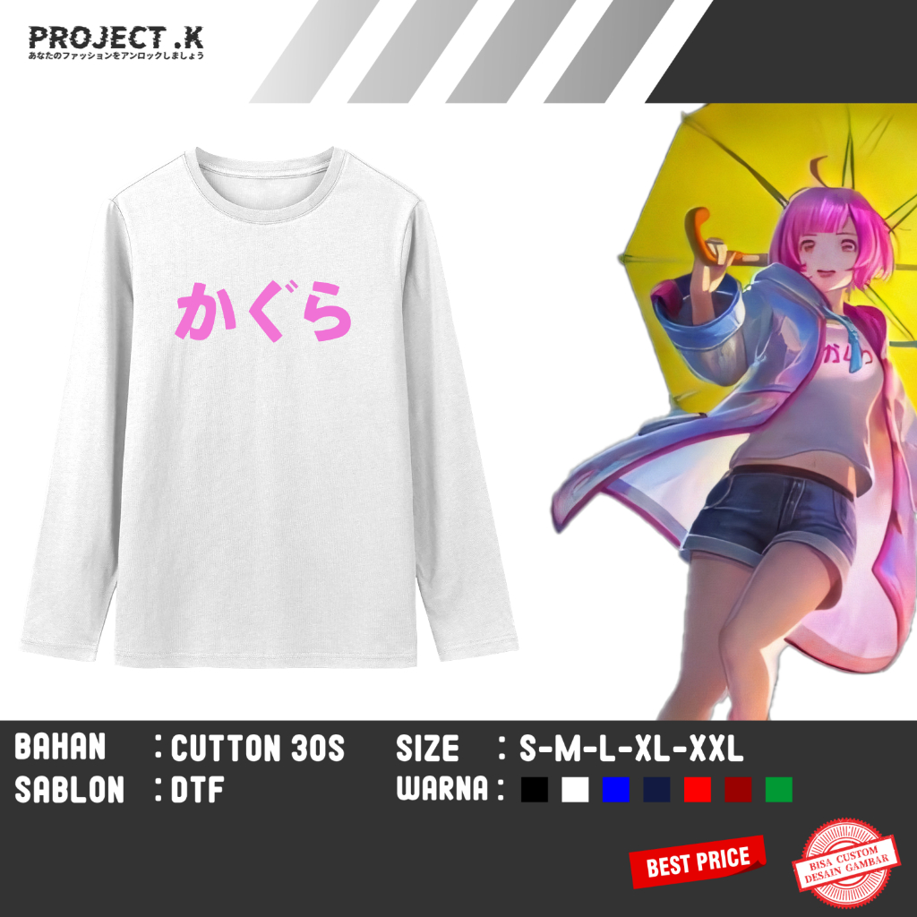 BAJU KAOS DISTRO LENGAN PANJANG KAGURA RAINY WALK MLBB COSPLAY BY PROJECT K