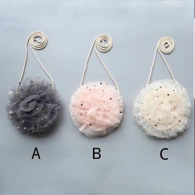Slingbag Flower Sequin / Tas Selempang Anak Perempuan / Tas Pesta Anak Perempuan / Tas Fashion Anak 
