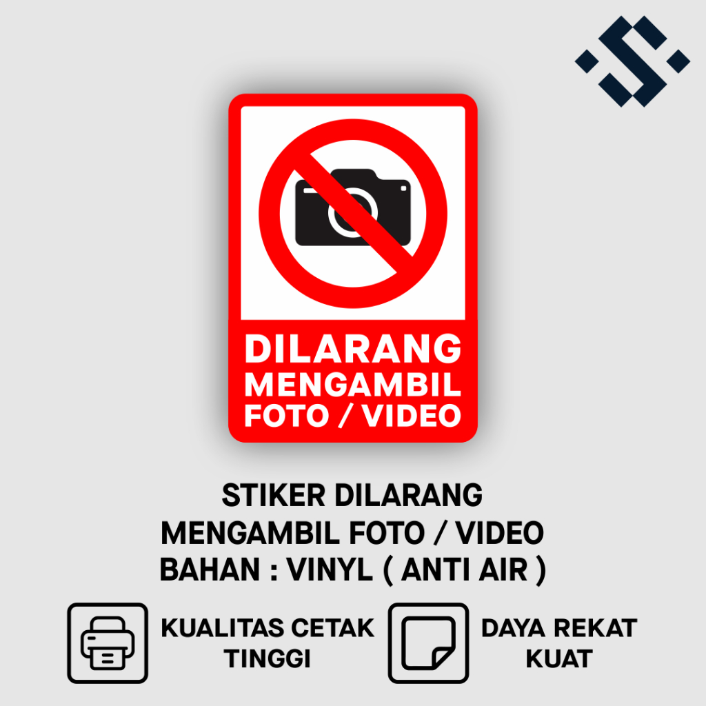 

Sticker Sign Kaca Dinding Stiker Vinyl Marka Dilarang Mengambil Foto dan Video