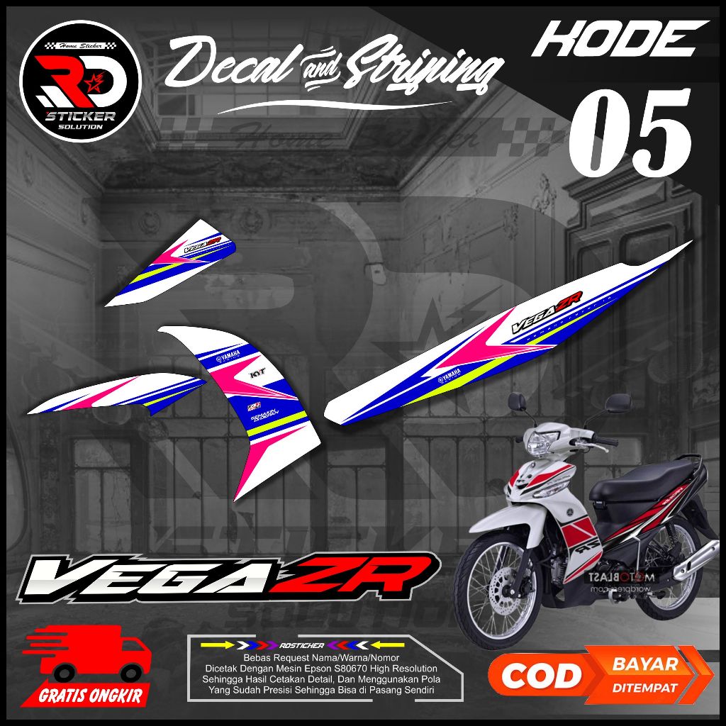 STICKER VEGA ZR STICKER MURAH KEREN MOTIF LIST STRIPING VEGA ZR