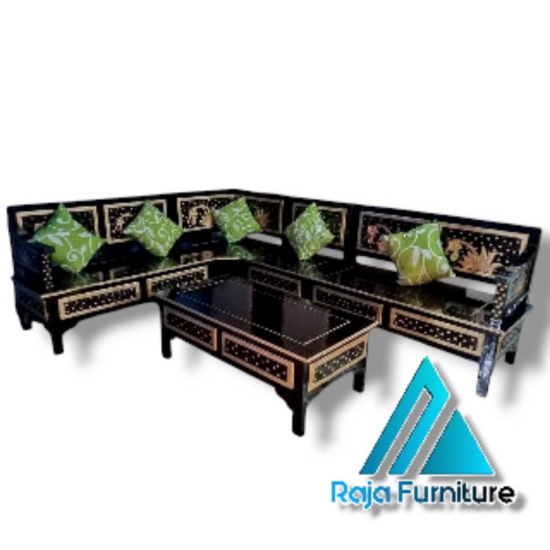 Raja Furniture KUrsi Tamu sudut Teratai Bahan Kayu Mahoni