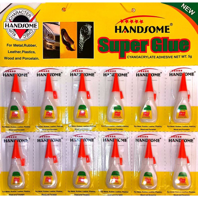 

LEM SUPER GLUE HANDSOME BOTOL/PERRENCENG ISI 12