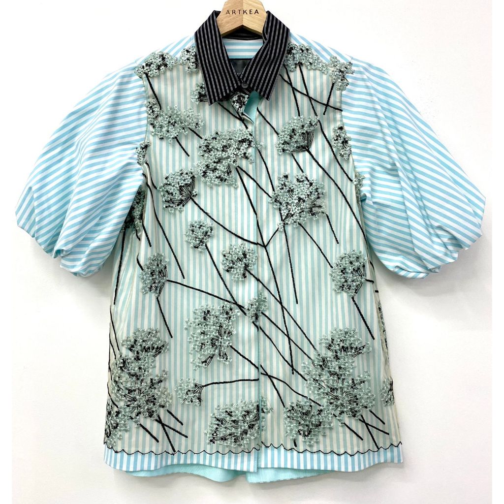 SS Blue Dandelion Lace Shirt - Ukuran XS - ARTKEA Stripes for GADIS Special Sale