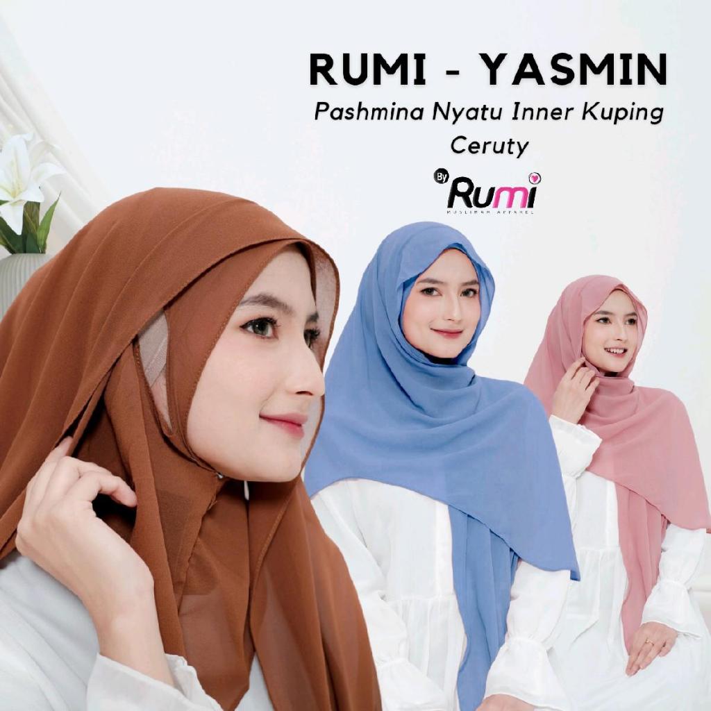 RUMI HIJAB - Yasmin Jilbab Pashmina Inner Kuping Instan Menutup Leher Matt Ceruty Hijab Pasmina Nyat