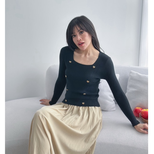 Luna Love Top Baju Lengan Panjang Rajut