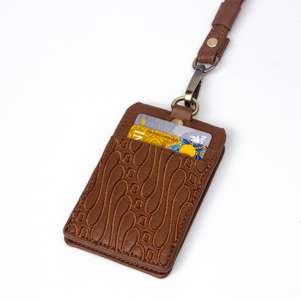 

Id Card Holder Batik Embroidery Genuine Leather Kulit Asli - Gammara Leather