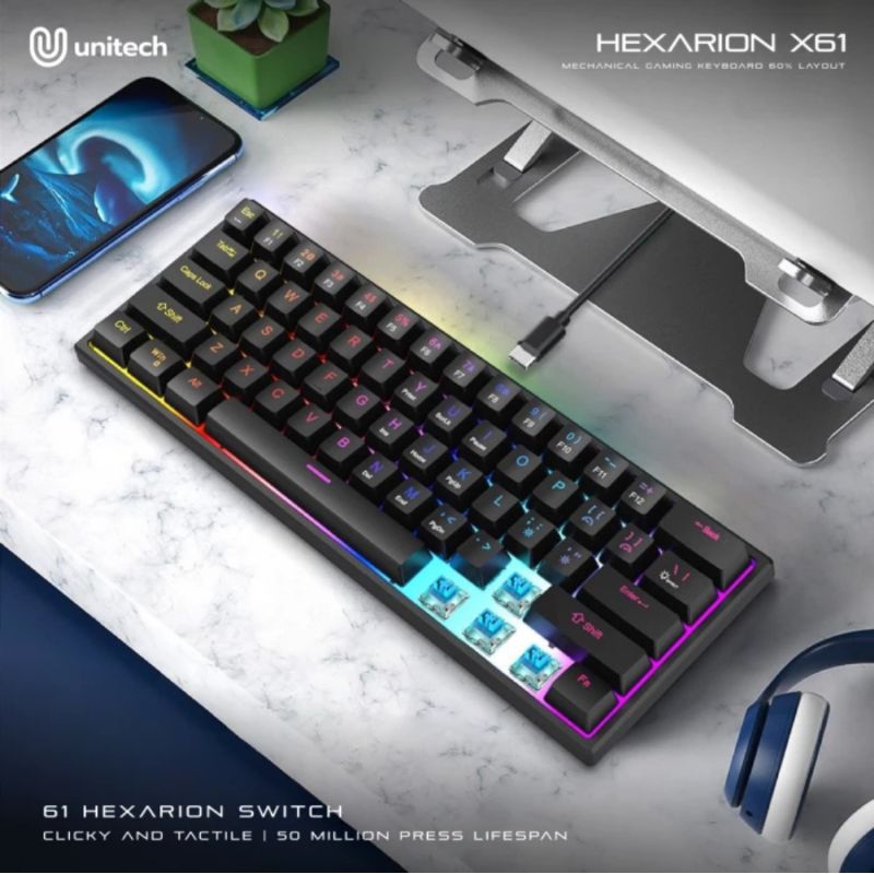 keyboard gaming mechanical unitech hexarion X61