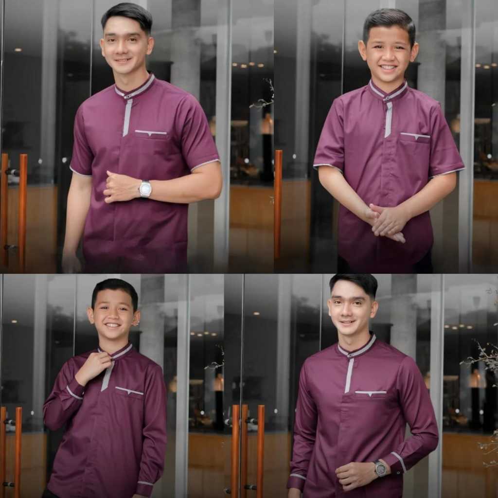 (SALE) KOKO LEGIC - Baju Koko Couple Ayah dan Anak Remaja Laki laki Warna Ungu Purple Burgundy Burgu
