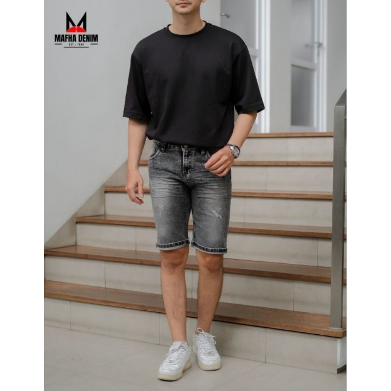 Celana Pria Jeans Pendek Model Cakar X Snow Wash Jeans Denim Premium