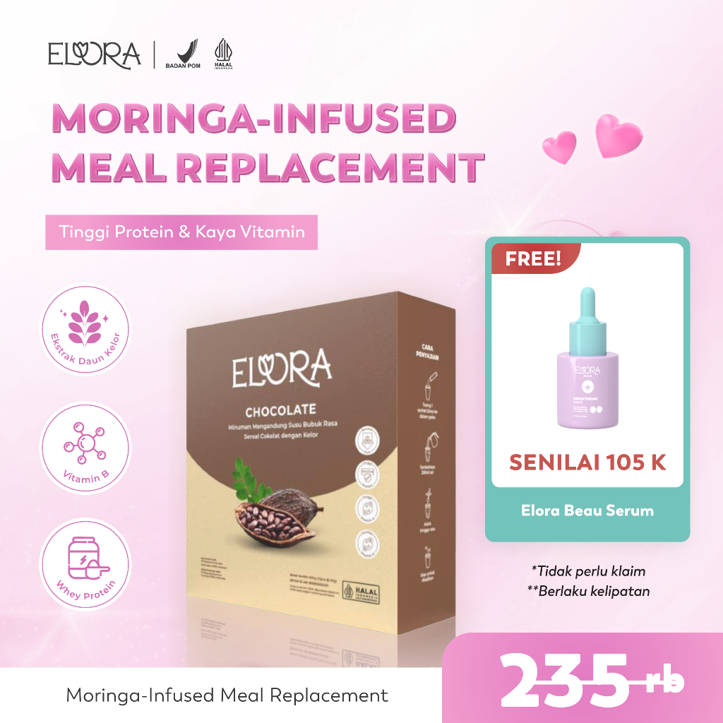 

ELORA Moringa-Infused Meal Replacement - 1 Box (12 Sachet)| Meal Replacement | Whey protein |Minuman Pengganti Makan |Diet