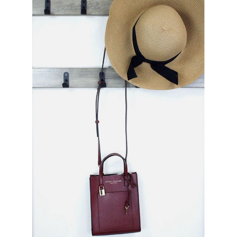 Marc Jacobs Mini grind Pomegranate Pebbled Leather Crossbody Tote Bag